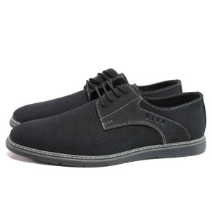 Черни анатомични мъжки обувки, естествен набук - всекидневни обувки за пролетта и лятото N 100015474