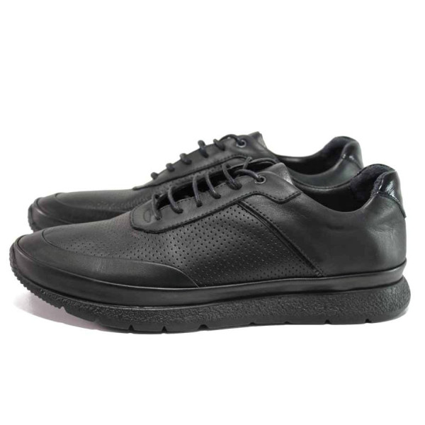 Черни анатомични мъжки обувки, естествена кожа - всекидневни обувки за пролетта и лятото N 100015470