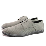 Сиви мъжки обувки, естествен набук - всекидневни обувки за пролетта и лятото N 100015475