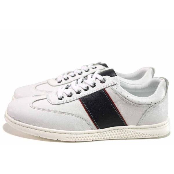 Бели мъжки обувки, естествена кожа - всекидневни обувки за пролетта и лятото N 100015609