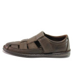 Кафяви мъжки сандали, естествена кожа - ежедневни обувки за пролетта и лятото N 100015985
