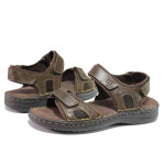 Кафяви мъжки сандали, естествена кожа - ежедневни обувки за пролетта и лятото N 100015986