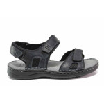 Черни мъжки сандали, естествена кожа - ежедневни обувки за пролетта и лятото N 100015987