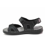 Черни мъжки сандали, естествена кожа - ежедневни обувки за пролетта и лятото N 100015987