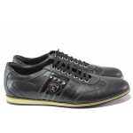 Черни мъжки спортни обувки, естествена кожа - спортни обувки за пролетта и лятото N 100016392
