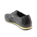 Черни мъжки спортни обувки, естествена кожа - спортни обувки за пролетта и лятото N 100016392