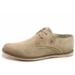 Бежови мъжки обувки, естествен велур - всекидневни обувки за пролетта и лятото N 100016401