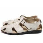 Светлосиви мъжки сандали, естествена кожа - ежедневни обувки за пролетта и лятото N 100016404