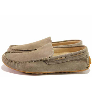 Бежови мъжки мокасини, естествен велур - всекидневни обувки за пролетта и лятото N 100016407