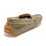 Бежови мъжки мокасини, естествен велур - всекидневни обувки за пролетта и лятото N 100016407