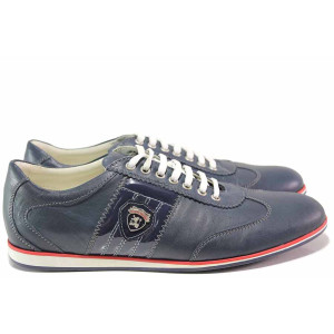 Сини анатомични мъжки спортни обувки, естествена кожа - ежедневни обувки за пролетта и лятото N 100016393