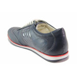 Сини анатомични мъжки спортни обувки, естествена кожа - ежедневни обувки за пролетта и лятото N 100016393