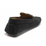Черни анатомични мъжки мокасини, естествен набук - всекидневни обувки за пролетта и лятото N 100016409