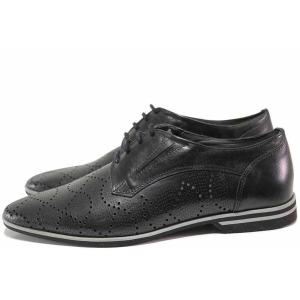 Черни анатомични мъжки обувки, естествена кожа - официални обувки за пролетта и лятото N 100016410