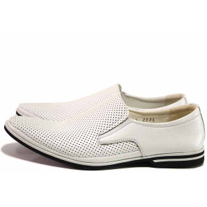 Бели анатомични мъжки обувки, естествена кожа - ежедневни обувки за пролетта и лятото N 100016412