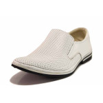 Бели анатомични мъжки обувки, естествена кожа - ежедневни обувки за пролетта и лятото N 100016412
