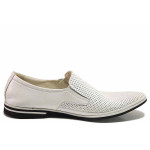 Бели анатомични мъжки обувки, естествена кожа - ежедневни обувки за пролетта и лятото N 100016412