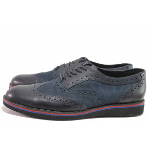 Сини анатомични мъжки обувки, естествен набук - всекидневни обувки за пролетта и есента N 100016399