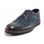 Сини анатомични мъжки обувки, естествен набук - всекидневни обувки за пролетта и есента N 100016399
