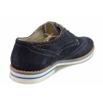 Сини мъжки обувки, естествен велур - всекидневни обувки за пролетта и лятото N 100016415