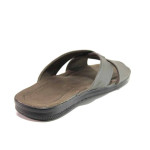 Сиви мъжки чехли, естествена кожа - ежедневни обувки за пролетта и лятото N 100016364
