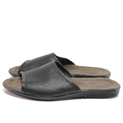 Черни мъжки чехли, естествена кожа - ежедневни обувки за пролетта и лятото N 100016366