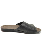 Черни мъжки чехли, естествена кожа - ежедневни обувки за пролетта и лятото N 100016366