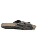 Черни мъжки чехли, естествена кожа - ежедневни обувки за пролетта и лятото N 100016365