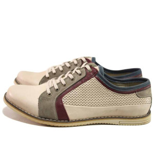 Бежови мъжки обувки, естествена кожа - ежедневни обувки за пролетта и лятото N 100016368