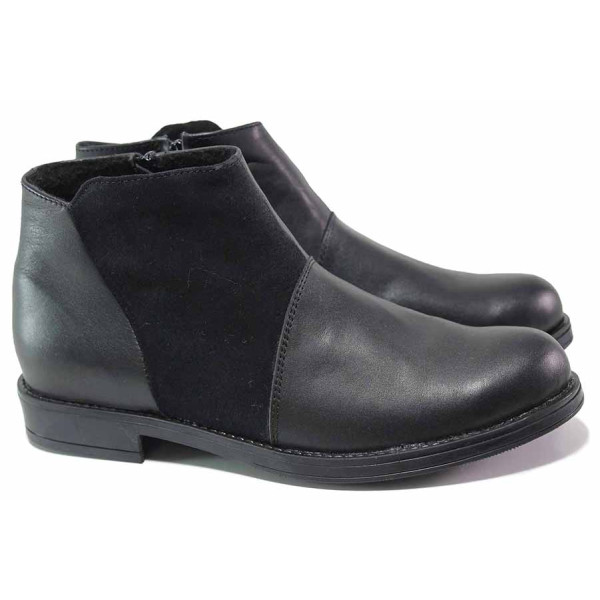 Черни мъжки боти, естествена кожа и естествена велурена кожа - всекидневни обувки за есента и зимата N 100016498