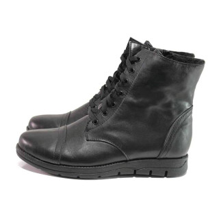 Черни анатомични мъжки боти, естествена кожа - ежедневни обувки за есента и зимата N 100016450