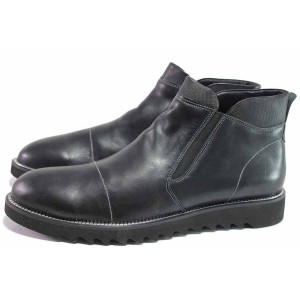 Черни мъжки боти, естествена кожа - всекидневни обувки за есента и зимата N 100016568