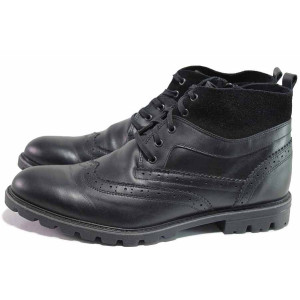 Черни анатомични мъжки боти, естествена кожа и естествена велурена кожа - ежедневни обувки за есента и зимата N 100016570