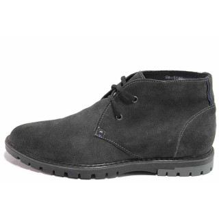 Сиви мъжки боти, естествен велур - ежедневни обувки за есента и зимата N 100016574