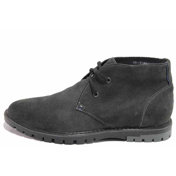 Сиви мъжки боти, естествен велур - ежедневни обувки за есента и зимата N 100016574