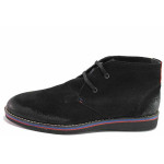 Черни мъжки боти, естествен велур - всекидневни обувки за есента и зимата N 100016575