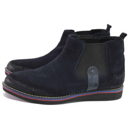 Тъмносини анатомични мъжки боти, естествен велур - ежедневни обувки за есента и зимата N 100016564