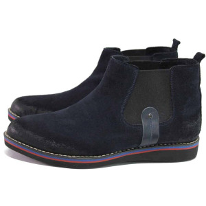 Тъмносини анатомични мъжки боти, естествен велур - ежедневни обувки за есента и зимата N 100016564