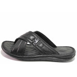Черни мъжки чехли, естествена кожа - всекидневни обувки за пролетта и лятото N 100016700