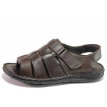 Кафяви мъжки сандали, естествена кожа - ежедневни обувки за пролетта и лятото N 100016703