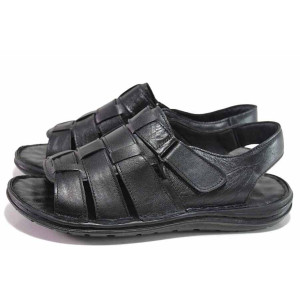 Черни мъжки сандали, естествена кожа - всекидневни обувки за пролетта и лятото N 100016702