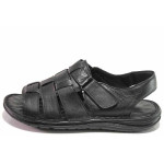 Черни мъжки сандали, естествена кожа - всекидневни обувки за пролетта и лятото N 100016702