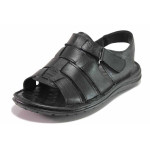 Черни мъжки сандали, естествена кожа - всекидневни обувки за пролетта и лятото N 100016702