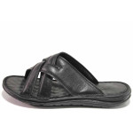 Черни мъжки чехли, естествена кожа - ежедневни обувки за пролетта и лятото N 100016701