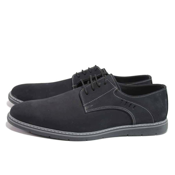 Черни анатомични мъжки обувки, естествен набук - ежедневни обувки за целогодишно ползване N 100016809