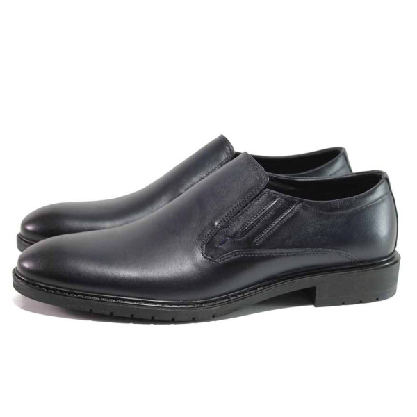 Черни анатомични мъжки обувки, естествена кожа - ежедневни обувки за есента и зимата N 100016937