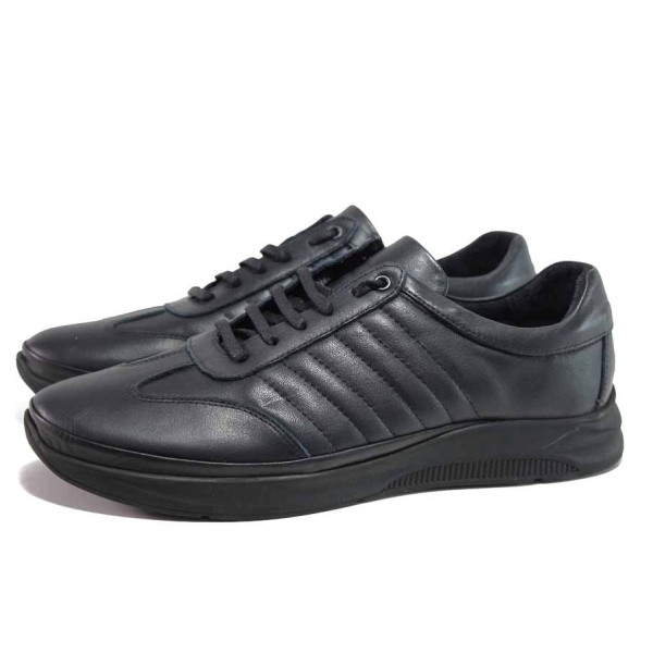 Тъмносини мъжки обувки, естествена кожа - ежедневни обувки за есента и зимата N 100016933