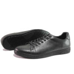 Черни мъжки спортни обувки, естествена кожа - ежедневни обувки за есента и зимата N 100016931