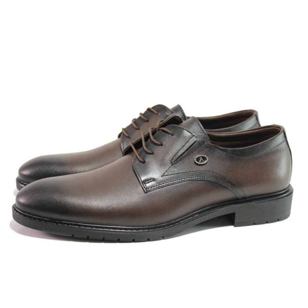 Кафяви мъжки обувки, естествена кожа - ежедневни обувки за есента и зимата N 100016935