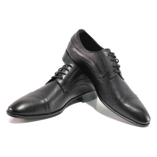 Черни анатомични официални мъжки обувки, естествена кожа - официални обувки за есента и зимата N 100016966